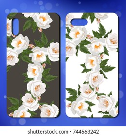 Phone cover or background with roses. Floral collection. Roses for smart phone cover