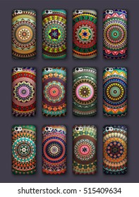 Phone cover collection, boho style pattern. Vector background. Vintage decorative elements. Hand drawn background. Islam, arabic, indian, ottoman motifs