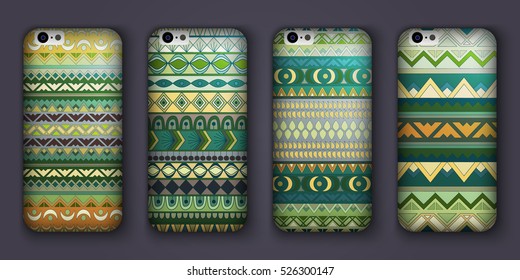 Phone cover collection, boho style pattern. Vector background. Vintage decorative elements. Hand drawn background. Islam, arabic, indian, ottoman motifs
