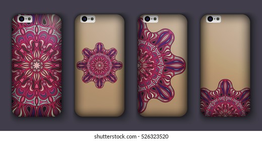 Phone cover collection, boho style pattern. Vector background. Vintage decorative elements. Hand drawn background. Islam, arabic, indian, ottoman motifs