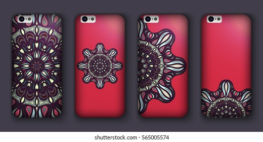 Phone cover collection, boho style pattern. Vector background. Vintage decorative elements. Hand drawn background. Islam, arabic, indian, ottoman motifs