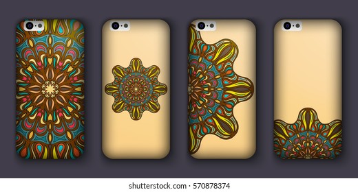 Phone cover collection, boho style pattern. Vector background. Vintage decorative elements. Hand drawn background. Islam, arabic, indian, ottoman motifs