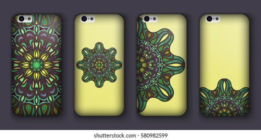 Phone cover collection, boho style pattern. Vector background. Vintage decorative elements. Hand drawn background. Islam, arabic, indian, ottoman motifs