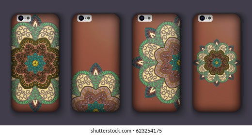 Phone cover collection, boho style pattern. Vector background. Vintage decorative elements. Hand drawn background. Islam, arabic, indian, ottoman motifs