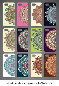 Phone cover collection, delicate floral pattern. Vector background. Vintage decorative elements. Hand drawn background. Islam, arabic, indian, ottoman motifs.