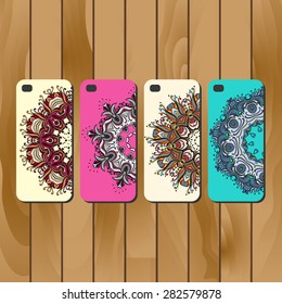 Phone cover collection, delicate floral pattern. Vector background. Vintage decorative elements. Hand drawn background. Islam, arabic, indian, ottoman motifs.