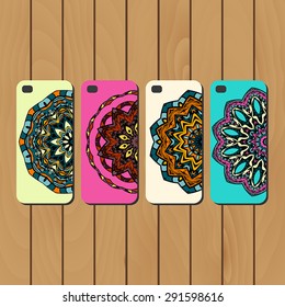 Phone cover collection, delicate floral pattern. Vector background. Vintage decorative elements. Hand drawn background. Islam, arabic, indian, ottoman motifs.