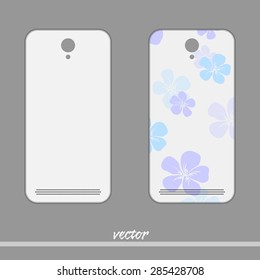 Phone cover with colored flowers. Vector illustration