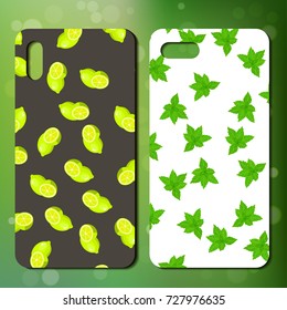phone cover design with sweet lime and mint. Original smart phone design with lime and mint. Great idea for phone cover or case with fresh fruits