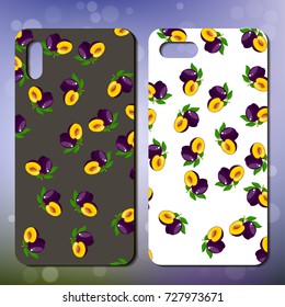 phone cover design with sweet plum. Original smart phone design with plum. Great idea for phone cover or case with fresh fruits