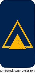 Phone cover design, two yellow triangles on a blue background