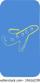 Phone cover design, yellow airplane on blue background