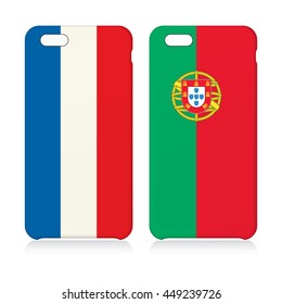 Phone covers set with flags of France and Portugal