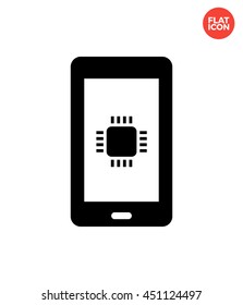 Phone CPU Icon Flat Style Isolated Vector Illustration