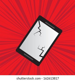Phone cracked with red background 