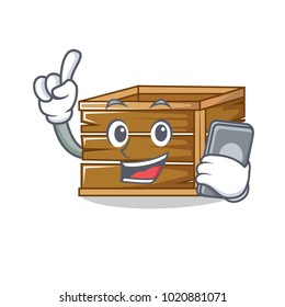 With phone crate character cartoon style