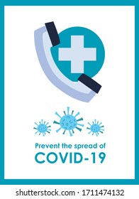 Botón transversal del teléfono y diseño 19 virus de 2019 ncov cov cov infección coronavirus corona síntomas de enfermedad epidémica y tema médico Ilustración del vector