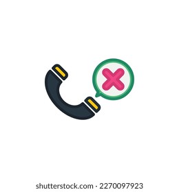 Phone with cross flat icons. Vector illustration. Isolated icon suitable for web, infographics, interface and apps.