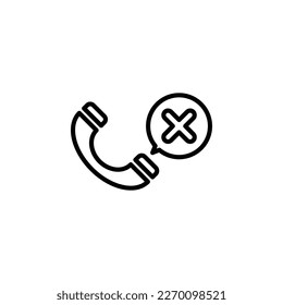 Teléfono con iconos de contorno cruzado. Ilustración vectorial. Icono aislado adecuado para web, infografías, interfaz y aplicaciones.