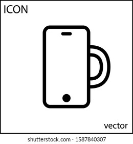 Phone Cup Icon Vector. Internet Cafe Logo.