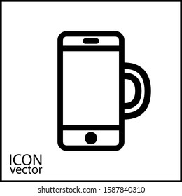 Phone Cup Icon Vector. Internet Cafe Logo.