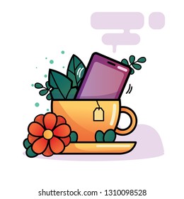Phone in cup of tea