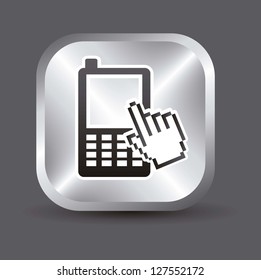 phone with cursor hand, mobile buying. vector illustration