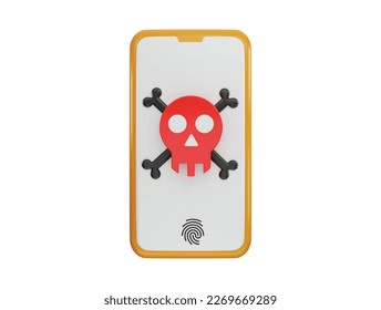 Phone with danger security icon 3d rendering vector illustration