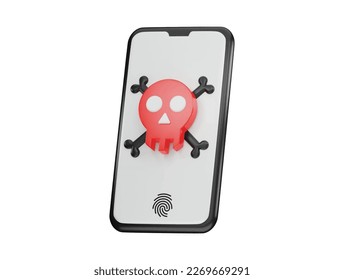 Phone with danger security icon 3d rendering vector illustration