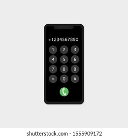 Phone with a dark mode phone call screen display user interface isolated vector.