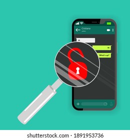 Phone data is controlled with a special magnifying glass, accessible. The writing area has been created. Changes in confidentiality agreements and vulnerabilities of the phone messaging application. 