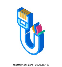 vector de icono isométrico de cable de datos y teléfono. señal de teléfono y cable de datos. ilustración de símbolo aislado