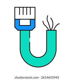 phone and data wire line icon vector. phone and data wire sign. isolated symbol illustration