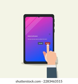 Phone delete confirmation item pop up vector illustration