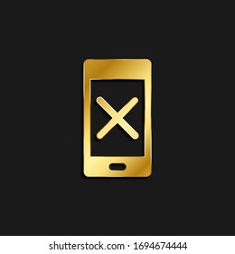 phone, delete, remove gold icon. Vector illustration of golden style