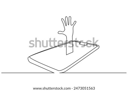 phone dependent telephone internet drowning dream line art design vector