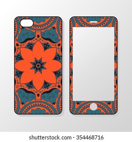 Phone design cover. Vintage decorative pattern. Hand drawn background. Islam, Arabic, Indian, ottoman motifs. Vector illustration 