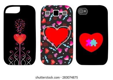 Telefon mit Design. rot und schwarz