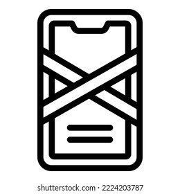 Phone detox icon outline vector. Digital media. Door break