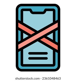 vector de contorno de icono de desintoxicación de teléfono. Medios digitales. Color plano de rotura de puerta