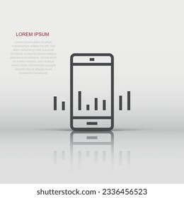 Phone diagram icon in flat style. Smartphone growth statistic vector illustration on white isolated background. Gadget analytics business concept.