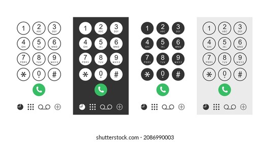 Phone with dial keypad. Number on smartphone screen for call. Cellphone with keyboard for mobile connection. Design of smart interface on display. Isolated icon from telephone. Vector.