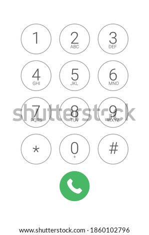 Phone dial number keypad screen mobile call. Dial keypad smartphone vector ui template