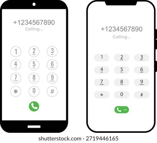 Iconos de interfaz de marcador de teléfono. Diseño gráfico de la almohadilla numérica. Símbolos de Botones de llamadas móviles. Señales de software de comunicación y App
