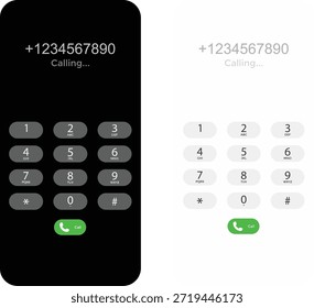 Iconos de interfaz de marcador de teléfono. Diseño gráfico de la almohadilla numérica. Símbolos de Botones de llamadas móviles. Señales de software de comunicación y App
