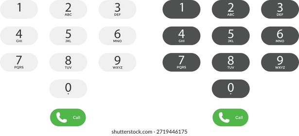 Iconos de interfaz de marcador de teléfono. Diseño gráfico de la almohadilla numérica. Símbolos de Botones de llamadas móviles. Señales de software de comunicación y App

