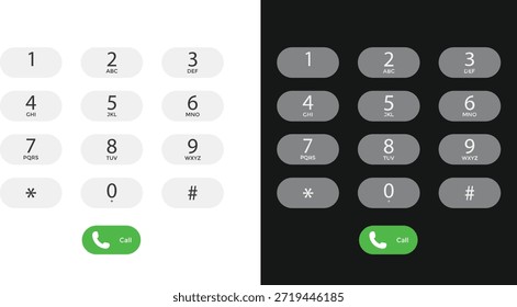 Iconos de interfaz de marcador de teléfono. Diseño gráfico de la almohadilla numérica. Símbolos de Botones de llamadas móviles. Señales de software de comunicación y App
