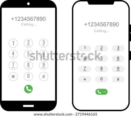 Phone Dialer Interface Icons. Number pad graphic design. Mobile call buttons symbols. Communication and app software signs

