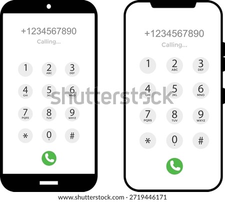Phone Dialer Interface Icons. Number pad graphic design. Mobile call buttons symbols. Communication and app software signs
