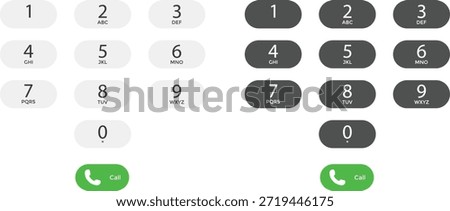 Phone Dialer Interface Icons. Number pad graphic design. Mobile call buttons symbols. Communication and app software signs
